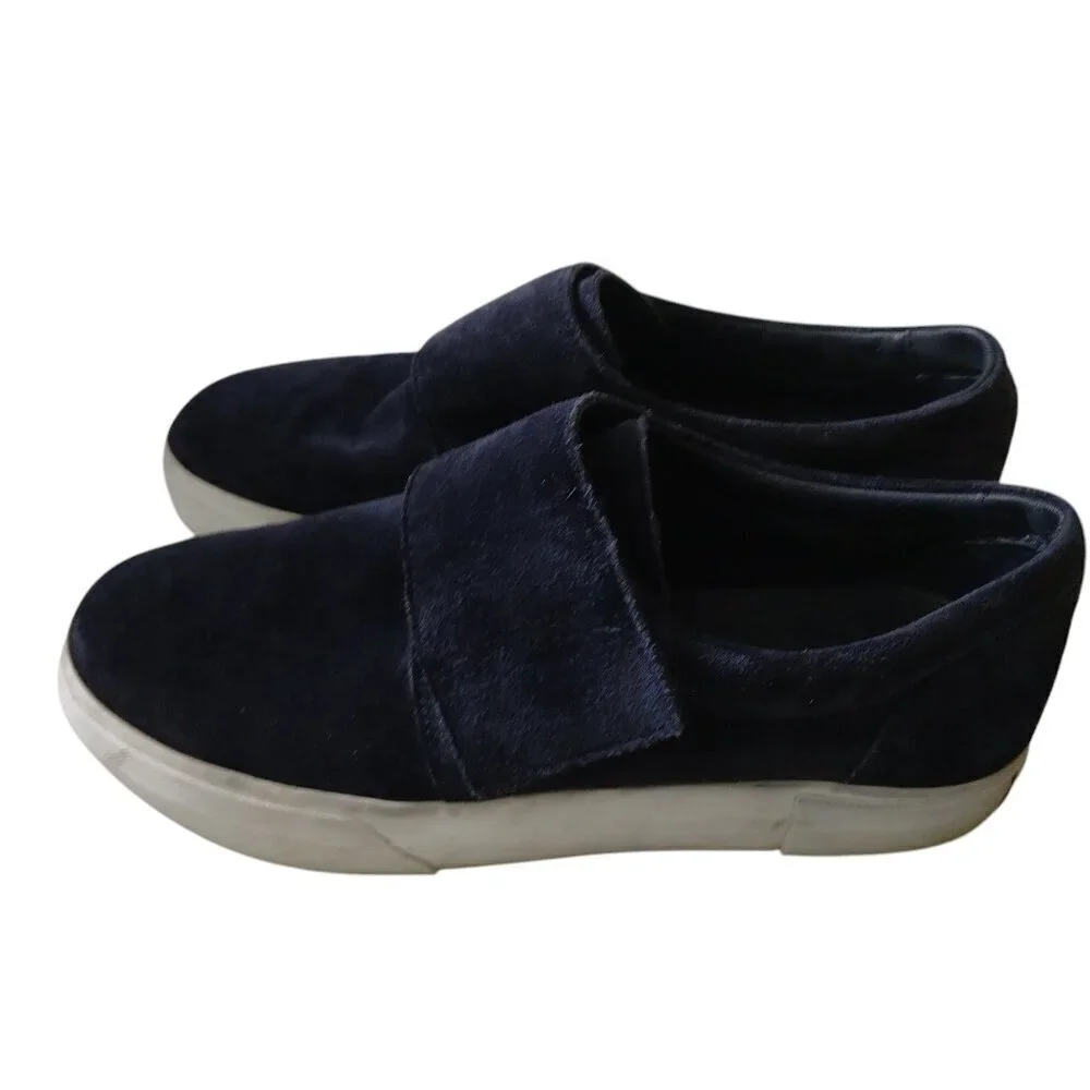 Vince Women's Size 8.5M Blue Suede Sneakers Fashion Tennis Hook Loop Closure